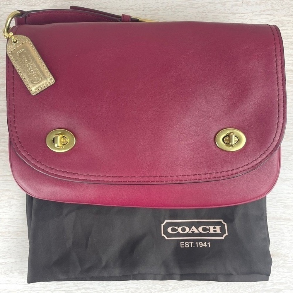 COACH Legacy Double‎ Gusset Flap Chain Bag 25361 Burgundy Port Gold Bling Y2K